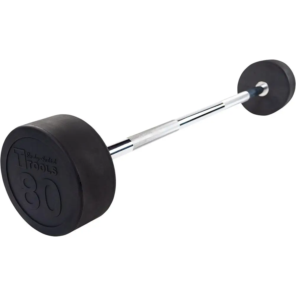 

Гантель с резиновым покрытием и прямой ручкой для бодибилдинга и силовых тренировок, 80 фунтов, матовый черный цвет