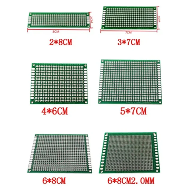 Dwustronna miedziana prototypowa płytka drukowana 2x8 3x7 4*6 5x7 6x8 7x9 8x12 9*15 10*15CM uniwersalne, drukowane płytka z włókna szklanego dla