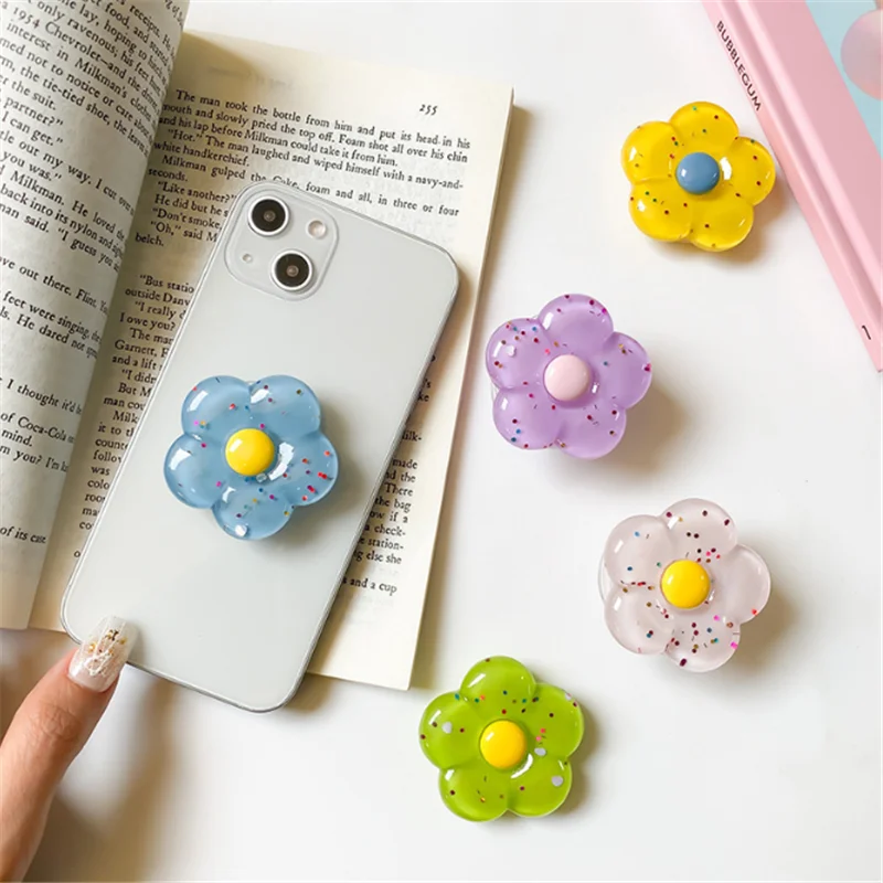 

3D-подставка для телефона с кристаллами в виде цветка, кольцо-держатель с защитой от падения, складной держатель для iPhone 15, 16, Samsung, Huawei