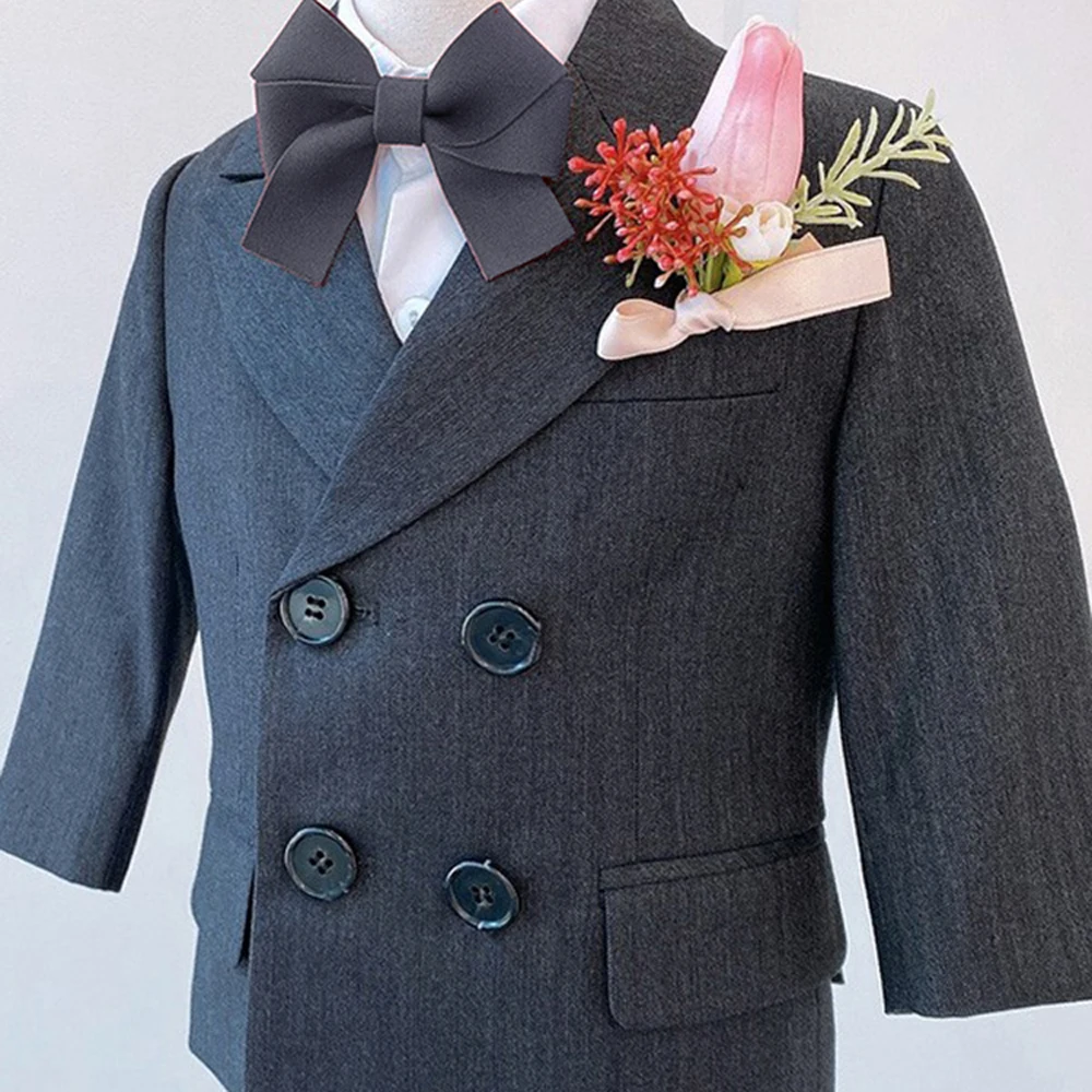 Boys Suit 3 Piece Jacket Pants Vest Formal Slim Design Blazer for Kids Wedding Tuxedo Business Clothing 1-6 Year Birthday Dress