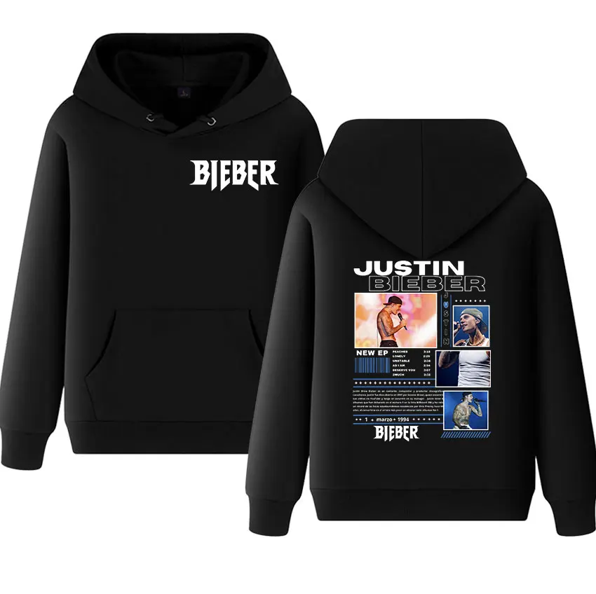 Rapper JUSTIN BIEBER Tour 2025 new album Hoody Men Hip Hop Casual High Quality Sweatshirt Unisex Retro harajuku Hoody Streetwear