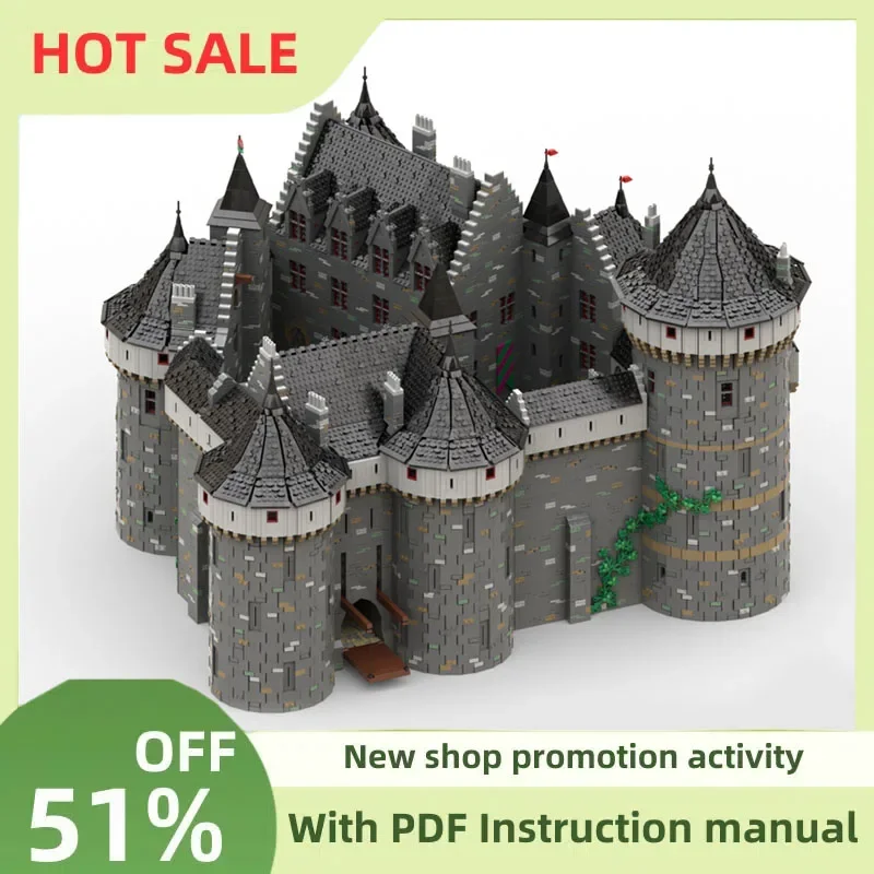 

New Moc European Medieval Street View Chateau Saline Castle Model Building Blocks Diy Creative Ideas Kids Toys Birthday Gifts