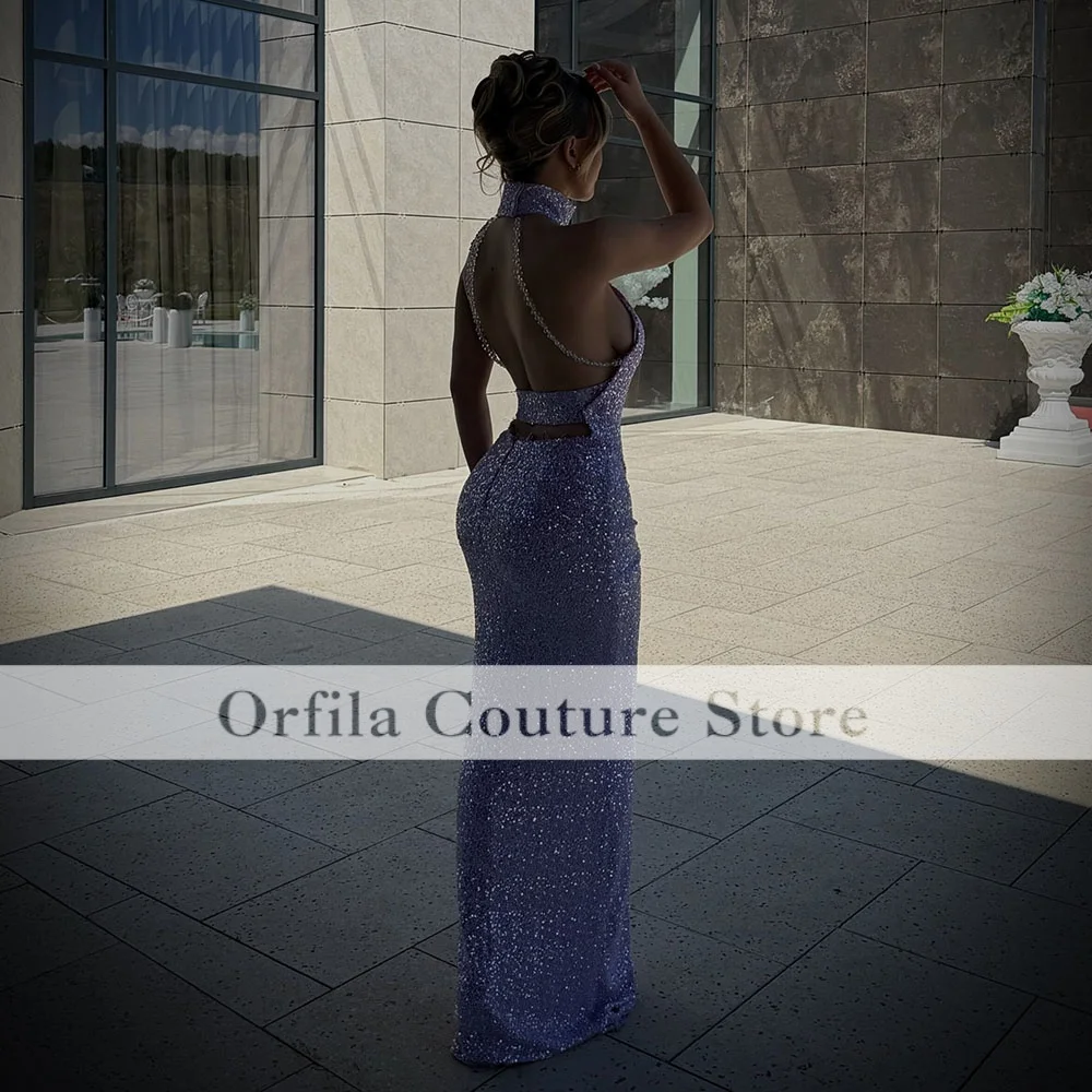 Glitter Lilac Gems Long Prom Dresses 2026 Blackgirl Aso Ebi Sequined Evening Gowns Birthday Party Dress Customized