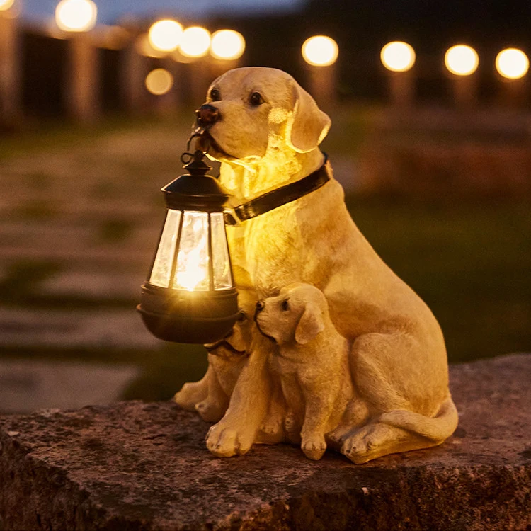 

Solar Simulation Animal Light Outdoor Waterproof Resin Dog Statues Led Night Lights For Pathway Yard Garden Wildlife Decoration