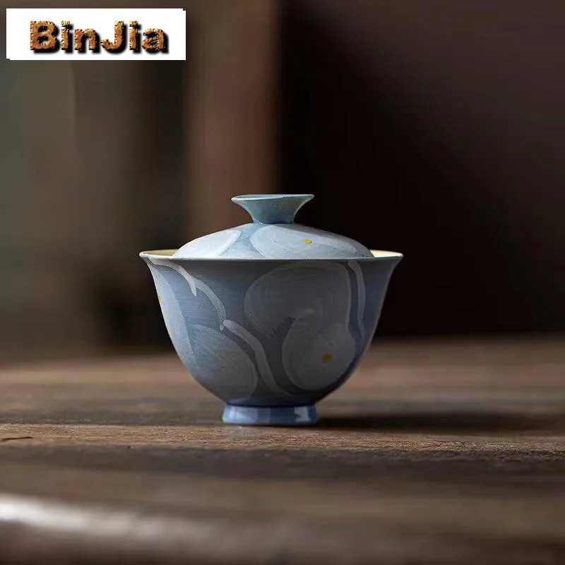 

100 мл эстетический чистый ручная роспись гавань японский порошок Инь синий чайный вкус бытовой чайник крышка чаша коллекция чайных наборов