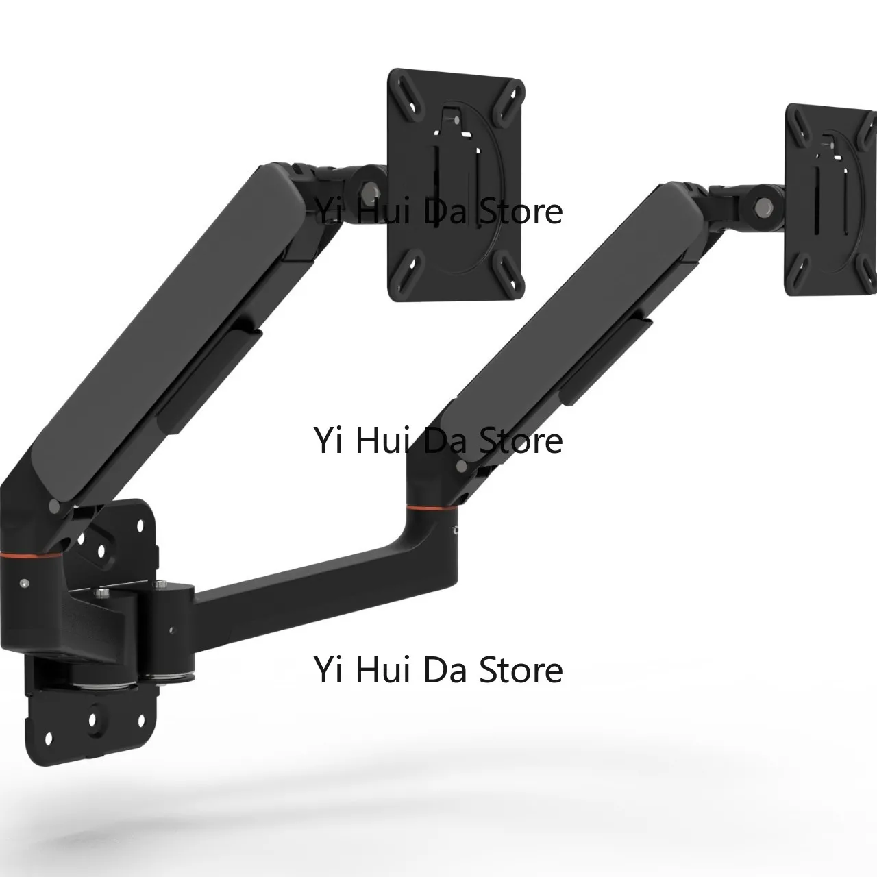 Wall Mount Aluminum Alloy Gas Spring Monitor Arm, Single Dual Screen Universal Adjustable Retractable Bracket