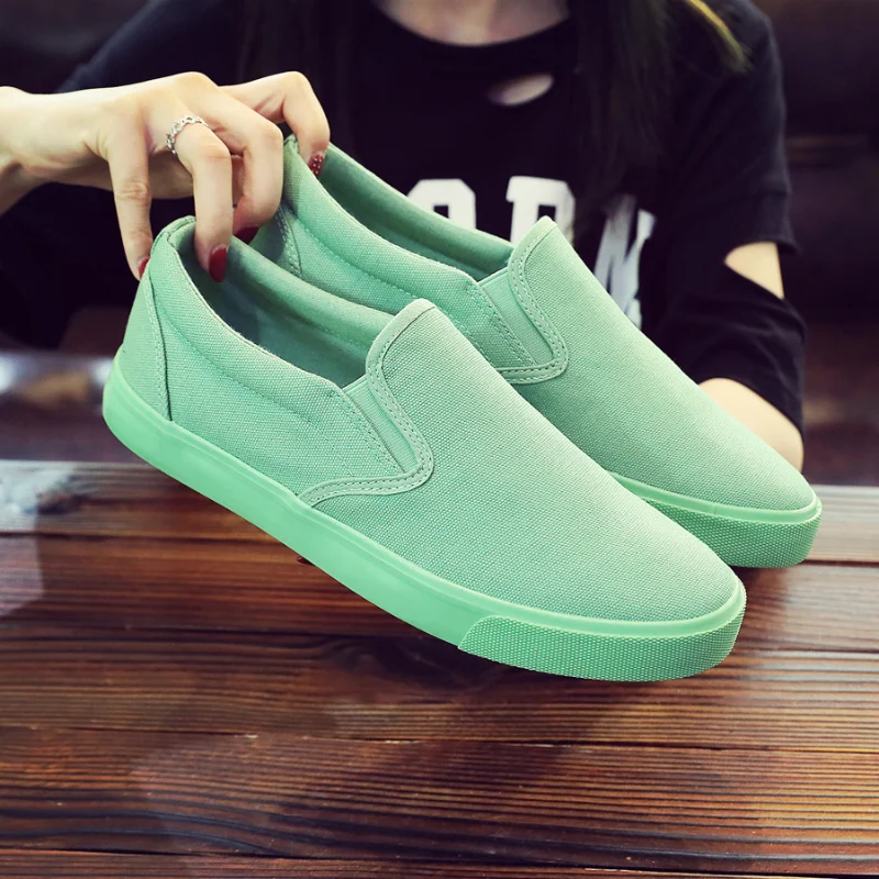 New Loafers Men Slip-on Casual Shoes Mint Green Canvas Footwear Comfort Breathable Sneakers Man Vulcanized Shoes Tenis Masculino