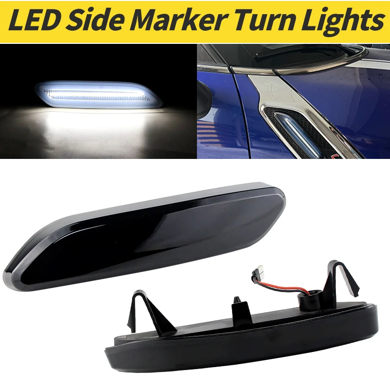 

2Pcs No Dynamic Smoked Lens White Led Side Marker Fender Lights For MINI COOPER R60 Countryman R61 Paceman Turn Indicator Lamp