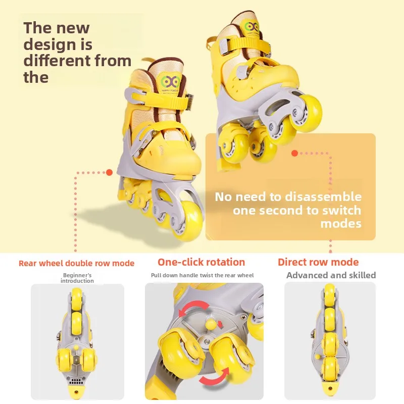 

NEW Roller Skating Shoes with Adjustable Size Children's Flash 4 Wheel Deformable Single Row and Double Row Roller Skating Shoes