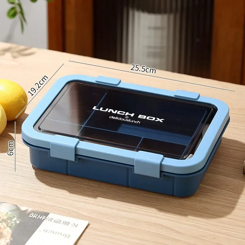 1500 ml Bento-Box, tragbare Lunchbox für Kinder, Studenten, Büro, Lunchbox mit Löffel, Gabel, auslaufsicher, mikrowellengeeigneter Lebensmittelaufbewahrungsbehälter