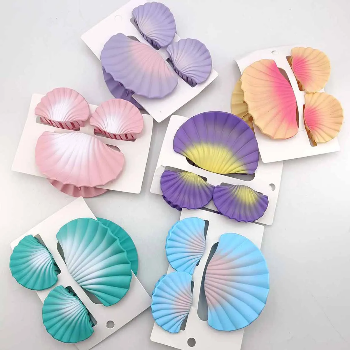3 Stück/Set Haarklammern mit Farbverlauf, muschelförmige Haarspangen, Urlaub, Party, Kopfbedeckung, Haarklammern für Haarstyling-Dekorationen
