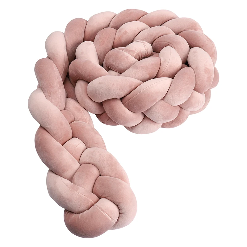 

Handmade Knotted Braid Pillow Soft Pad 1M/2M/3M Tresse De Lit Crib Bumper Skin-Friendly Fabric Baby Room Decor Cushion