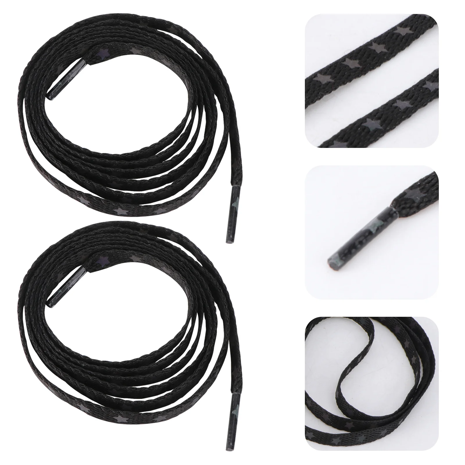 

1 Pair Reflective Shoelaces Glowing Flat Laces Star Pattern Elastic Shoe Strings For Sneakers Running Sports Safety Night