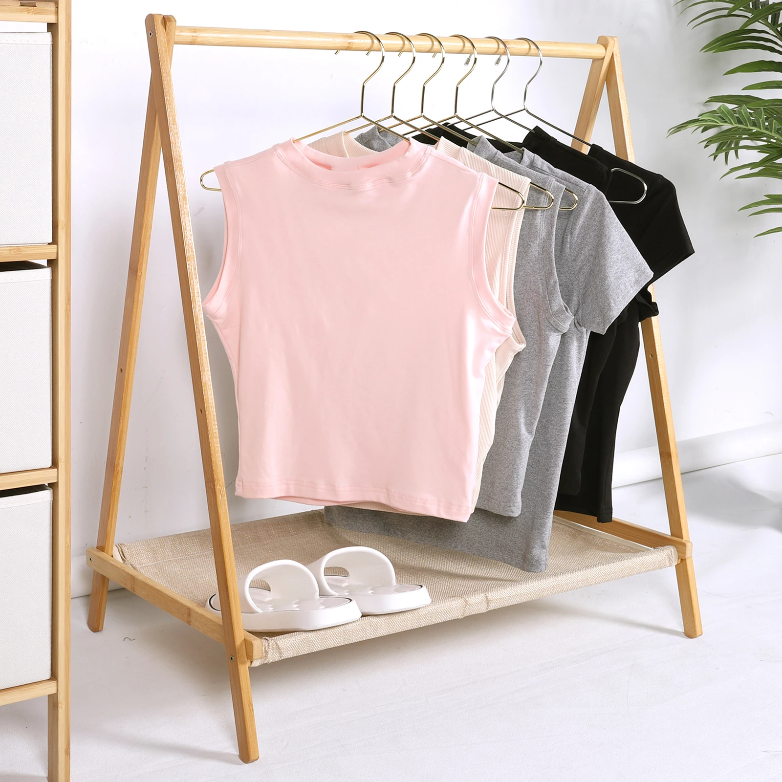 

Portable Wood Garment Rack Foldable Open Design Storage Shelves for Bedroom Dorm Clothes Coats Shoes Bags Hanging Clothes