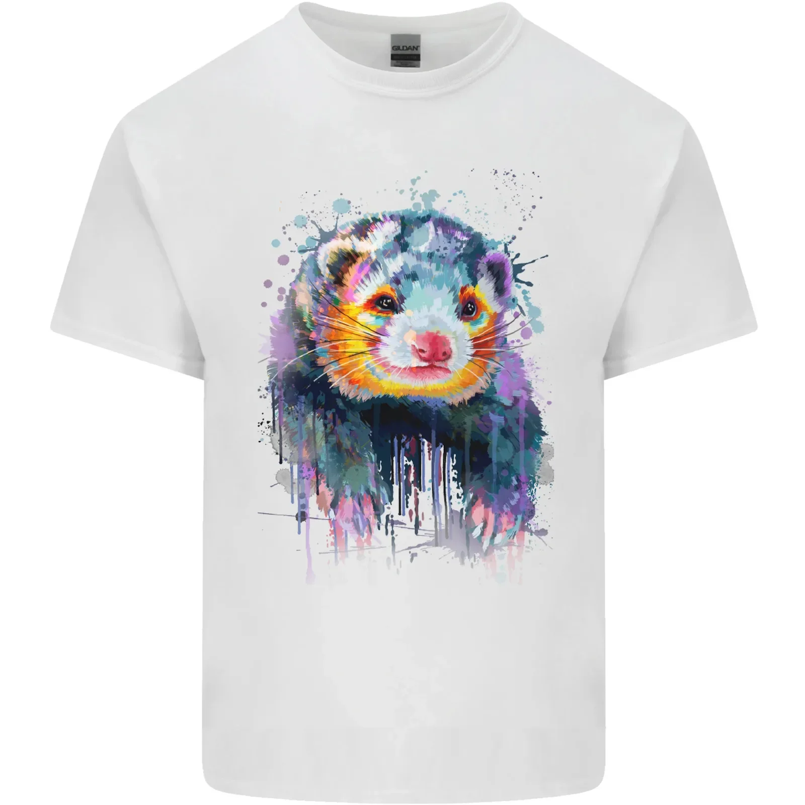 A Ferret Watercolour Mens Cotton T-Shirt Tee Top