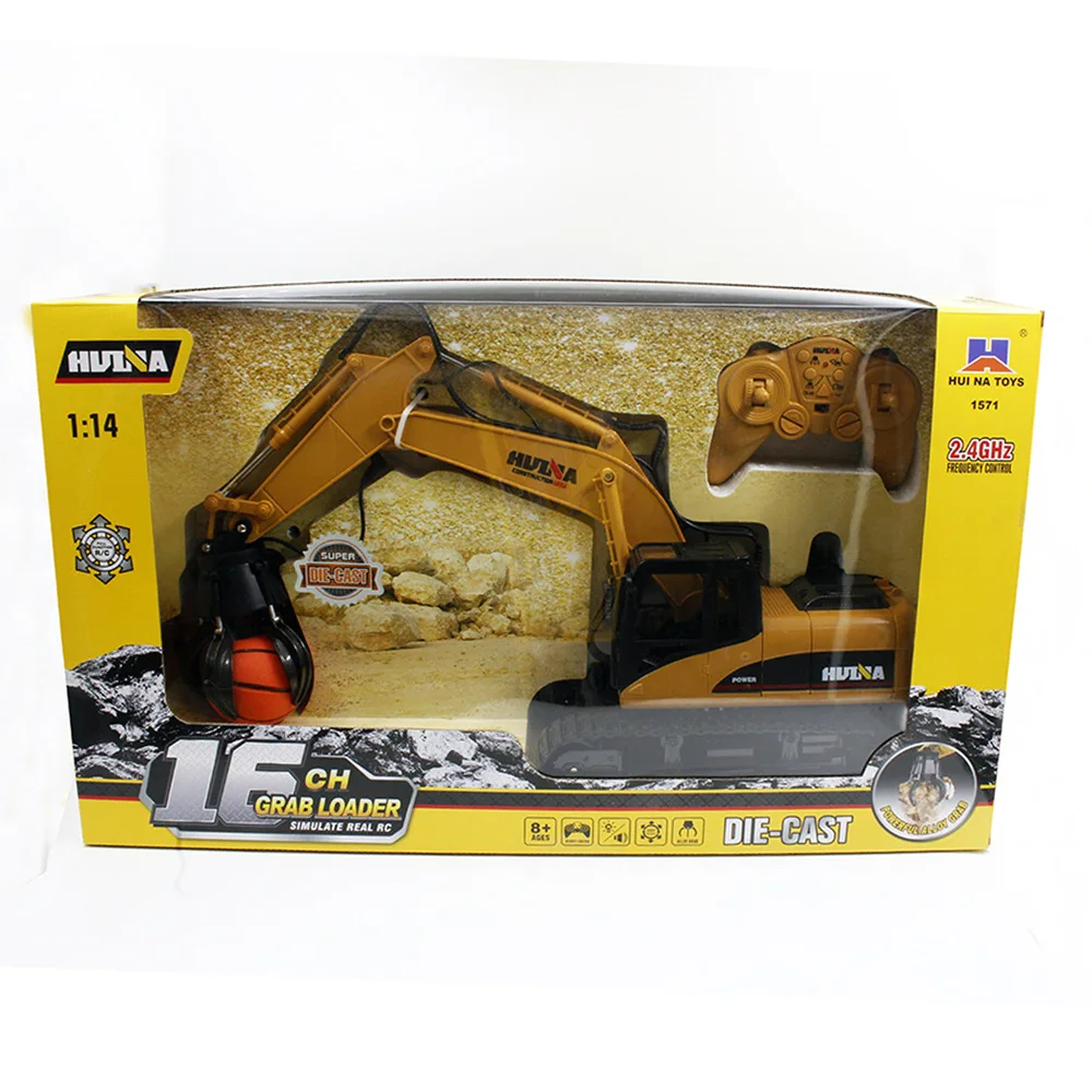 Huina 1/14 Rc Excavator 1571 Sixteen Remote Control Alloy Ball Grabber Electric Remote Control Car Toys