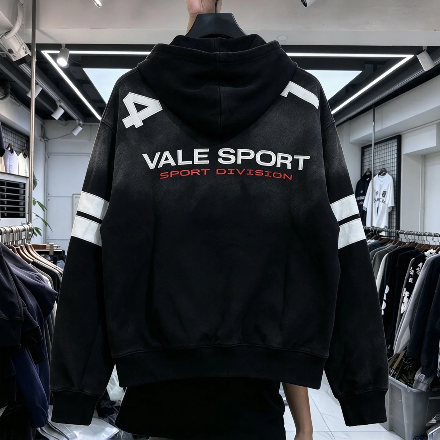 Retro American Embroidered Letter Print Hoodie Street Loose Zipper Open Cardigan Fleece Outerwear for Men And Women