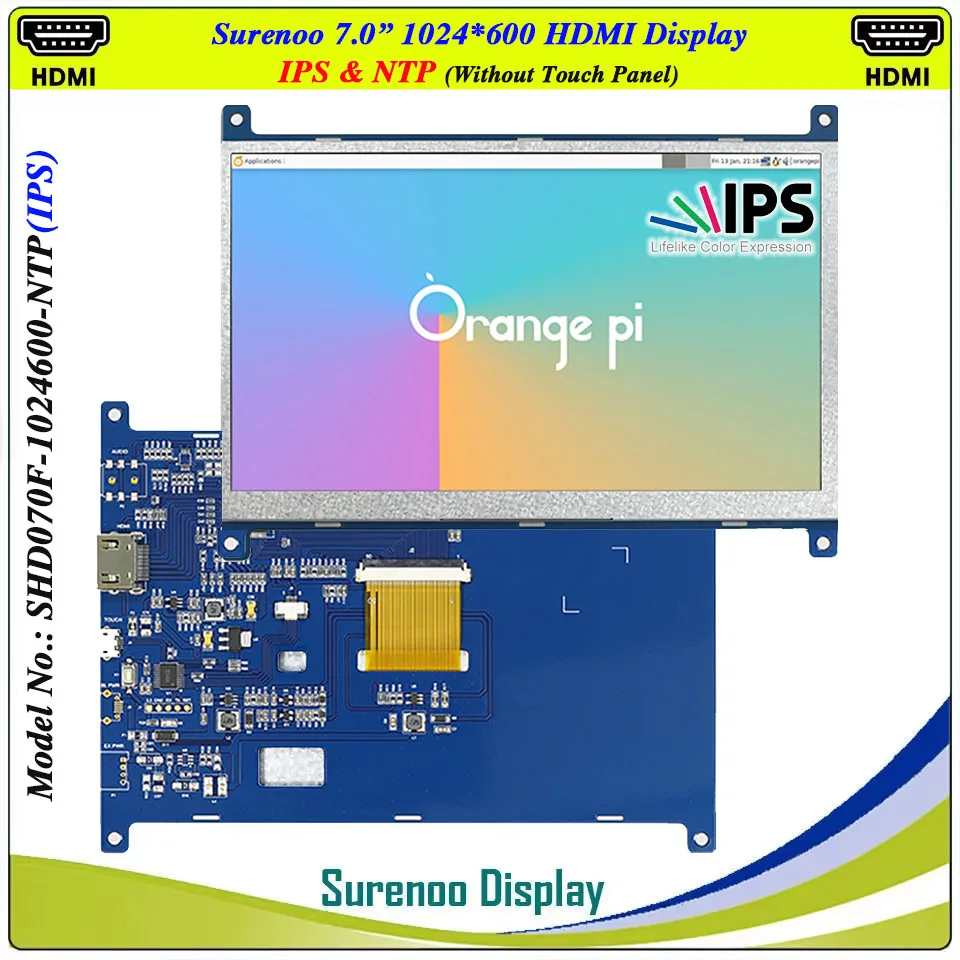7" 7.0 inch 1024*600 HDMI-Compatible TFT LCD Module Display Monitor Screen Touch Panel for RaspBerry Pi