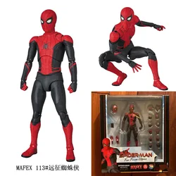 MAFEX113 Spiderman Action Figure Spider Man Far From Home Version Articulated Figure Model Doll Toys Gift For Boyfriend Children