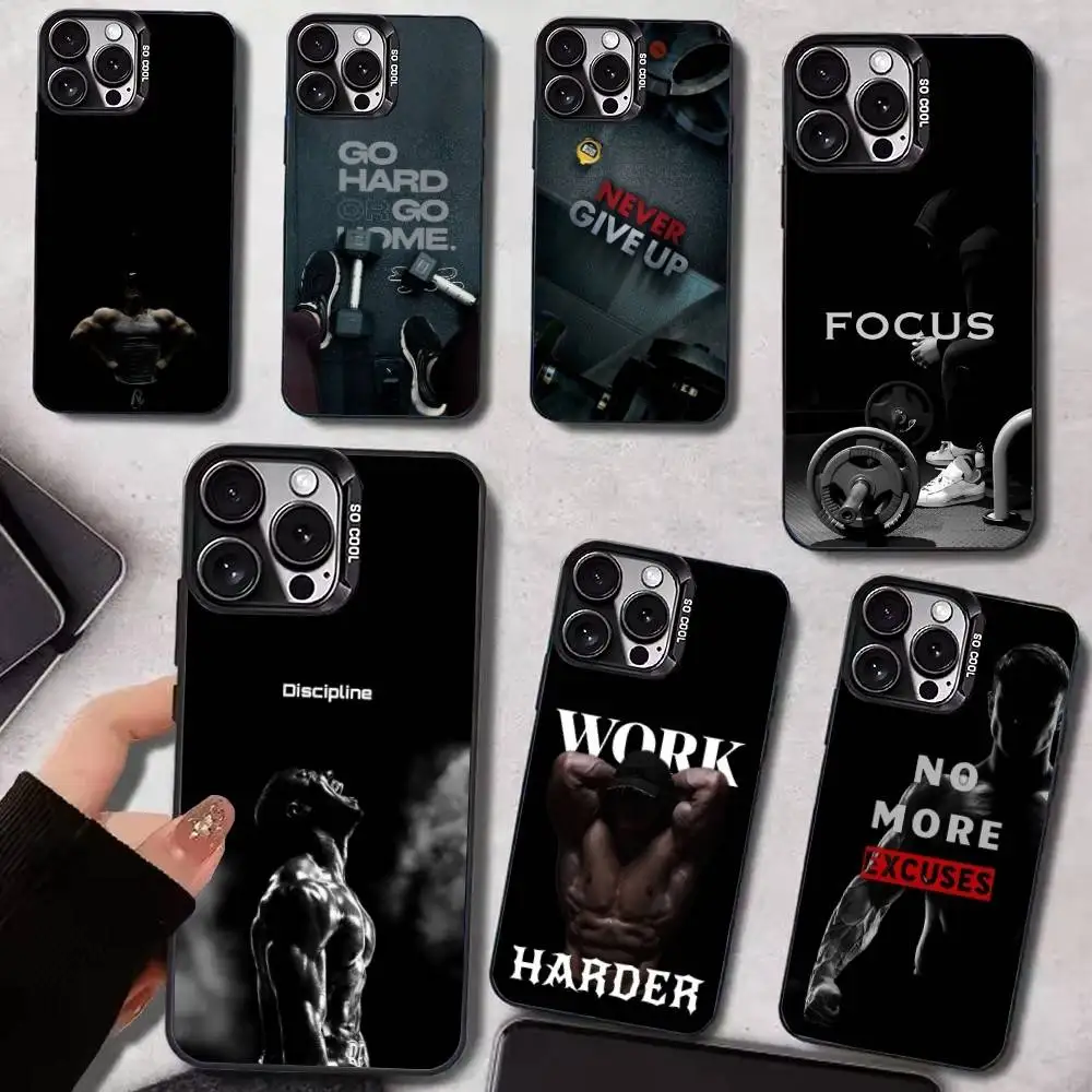 

Colorful Silver Gym Fitness Bodybuilding Phone Case for iPhone 17/16/15/14/13/12/11 pro Max - Durable Funda Cover