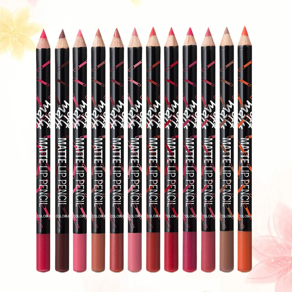 3 Pack Lip Liner สําหรับผู้หญิงดินสอกันน้ํา Easy-to-hold Matte กันน้ําไม้สาว