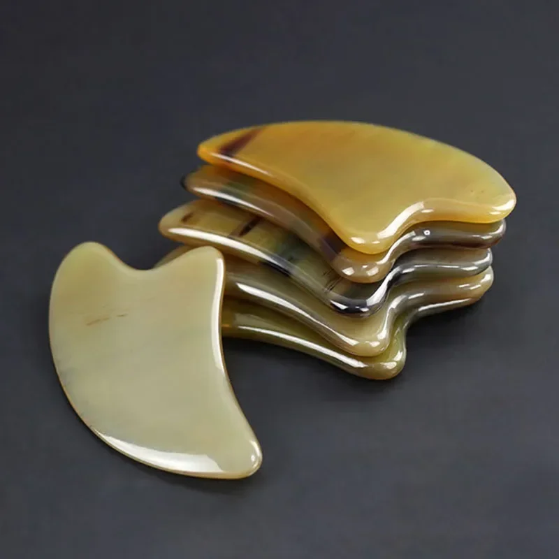 สีขาวธรรมชาติ YakOx Horn Gua Sha สําหรับ Face Scraper Tendon Stick นวดหน้าความงามสุขภาพ Relax Eye Face คอกลับ Body