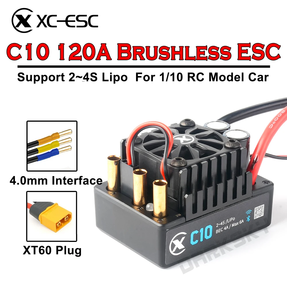 XC-ESC C10 120A Brushless ESC Support 2~4S Lipo Battery For 1/10 RC Model Cars Buggy Crawler Accessories