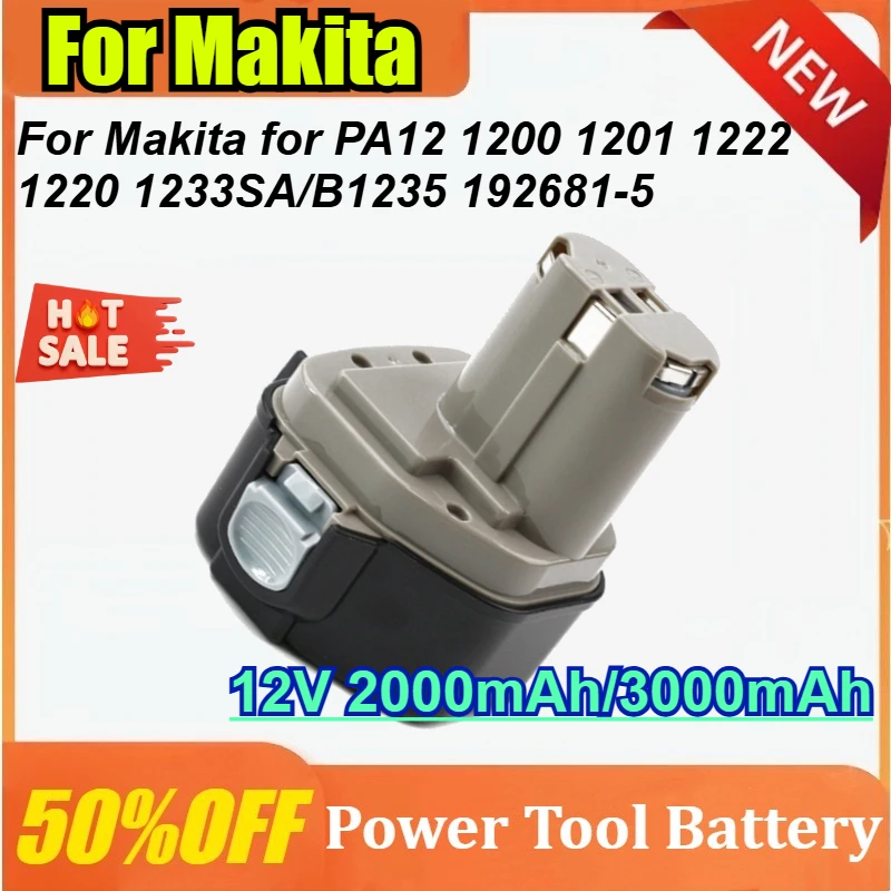 

12V 3000mAh 0 cycles Power Tool Battery Replacement for Makita for PA12 for Makita 1200 1201 1222 1220 1233SA/B1235 192681-5