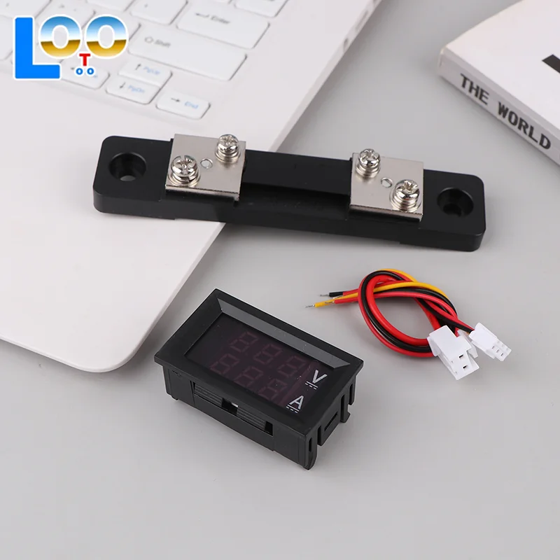 Mini voltímetro Digital, amperímetro DC 0-100V 50A Amp, medidor de corriente de voltaje, Detector, probador, pantalla LED Dual de 0,28 ", indicador + derivación