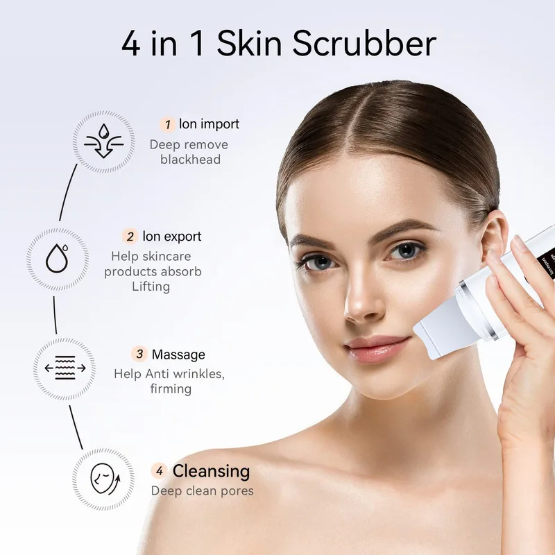 New Ultrasonic Beauty Device Pore Cleaner Facial Cleanser Remover Blackhead Cleaning Dead Skin Acne Face Cleanser Beauty Machine