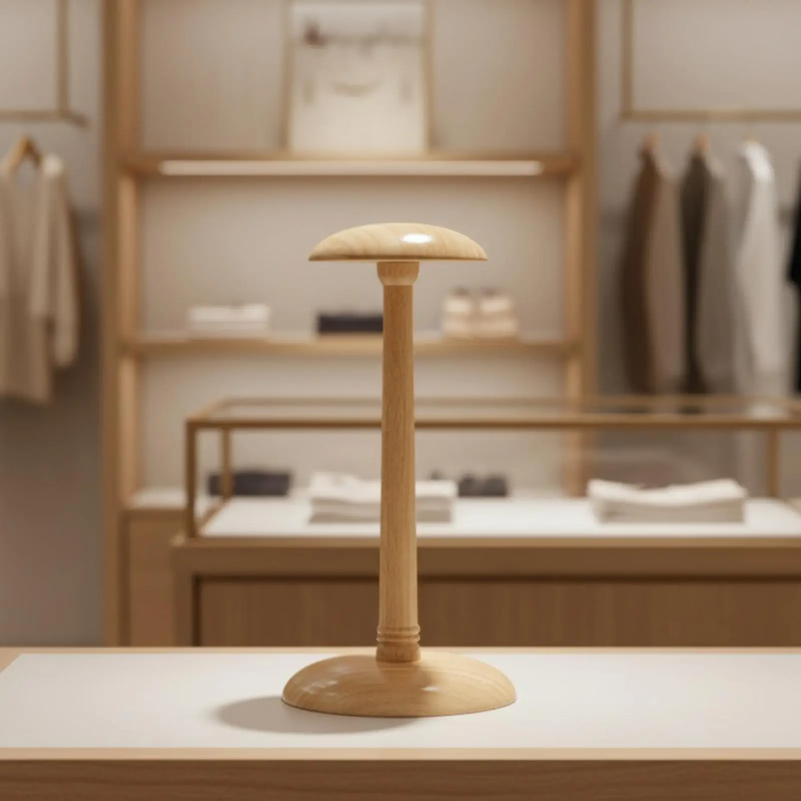Wooden Hat Display Holder for Fedora and Sun Hat Storage Elegant Tabletop Stand for Retail Shop Presentation