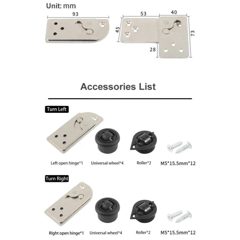 Folding Rotating Table Accessories Roller Hinge Rotating Storage Table Connector Multifunctional Furniture Hardware