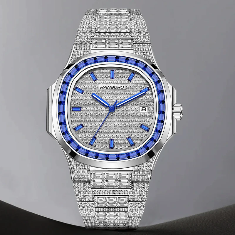 HANBORO Men Automatic Watch 38mm Square Mechanical Wristwatch 50m Waterproof Luminous Sapphire Full Crystal Mioyta 8217