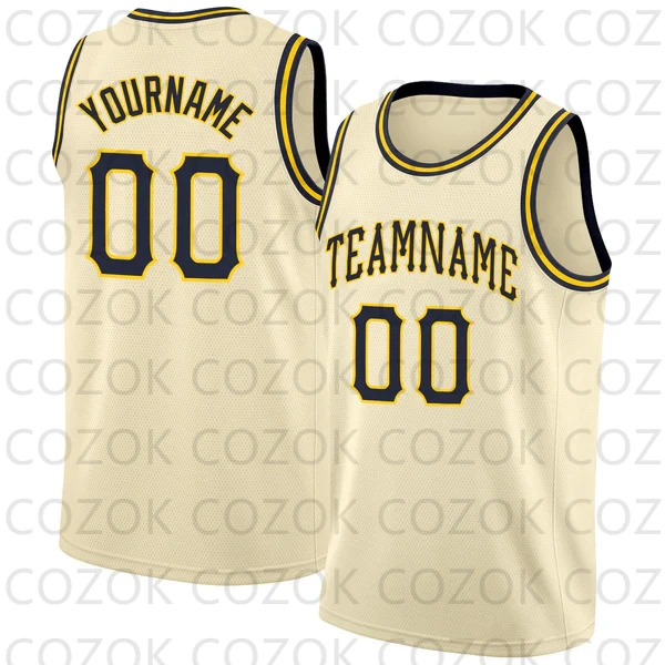 

Custom Cream White and Gray Color Basketball Jersey Tank Tops O-neck for Men Jersey Personalized Team Unisex Top