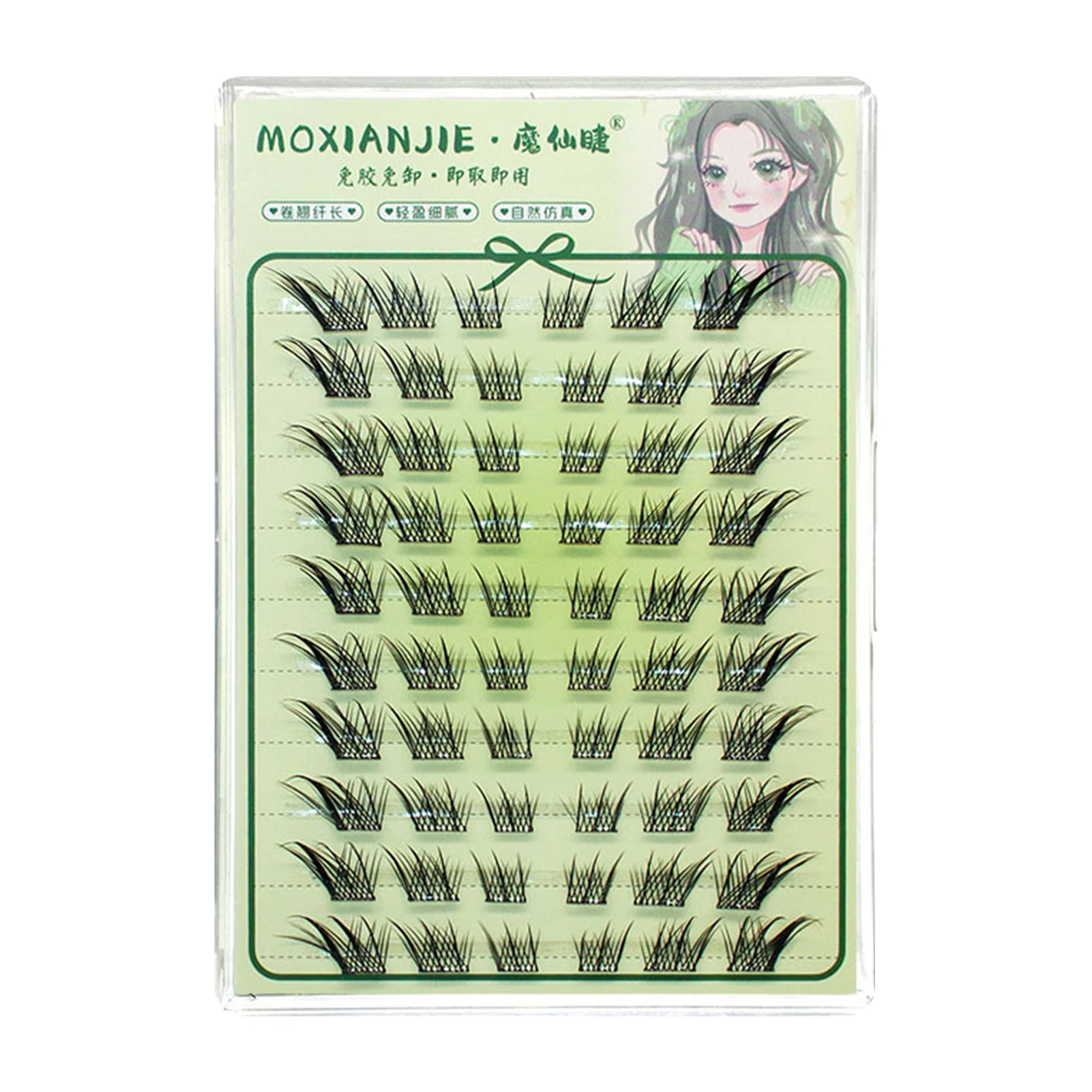 10 Reihen, kleberfrei, chinesische Füchse, falsche Wimpern, C-Locken-Wimperncluster, Comic-Wimpernverlängerung, zeitsparende Wahl für Anfänger