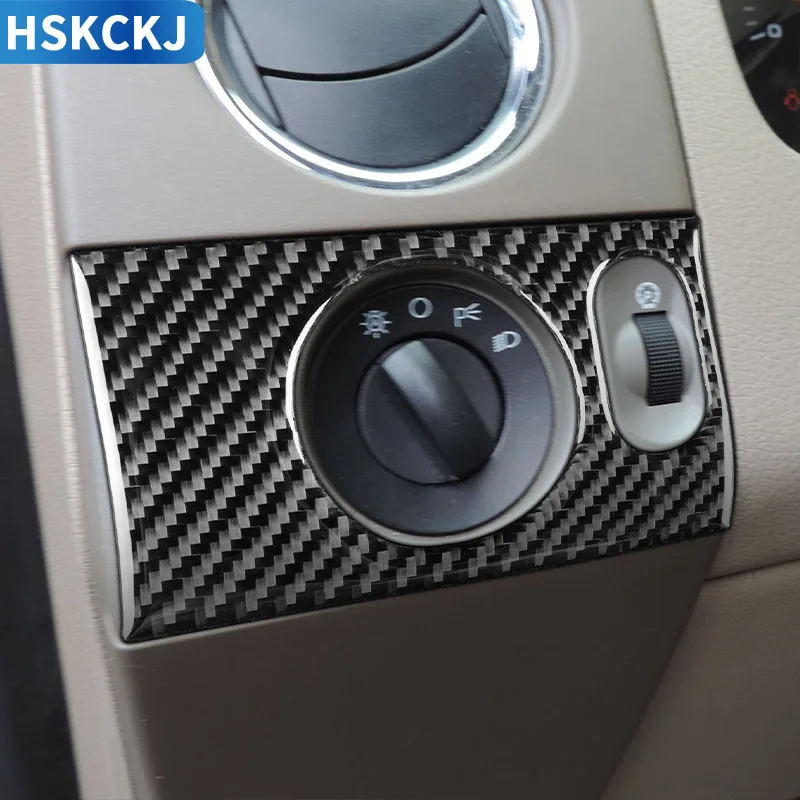 Для Ford F150 2004 2005 2006 2007 2008 автомобильная панель переключателя фар, накладка из настоящего углеродного волокна, наклейка, аксессуары для интерьера Для Ford F150 2004 2005 2006 2007 2008 автомобильная панель переключателя фар, накладка из настоящего углеродного волокна, наклейка, аксессуары для интерьера