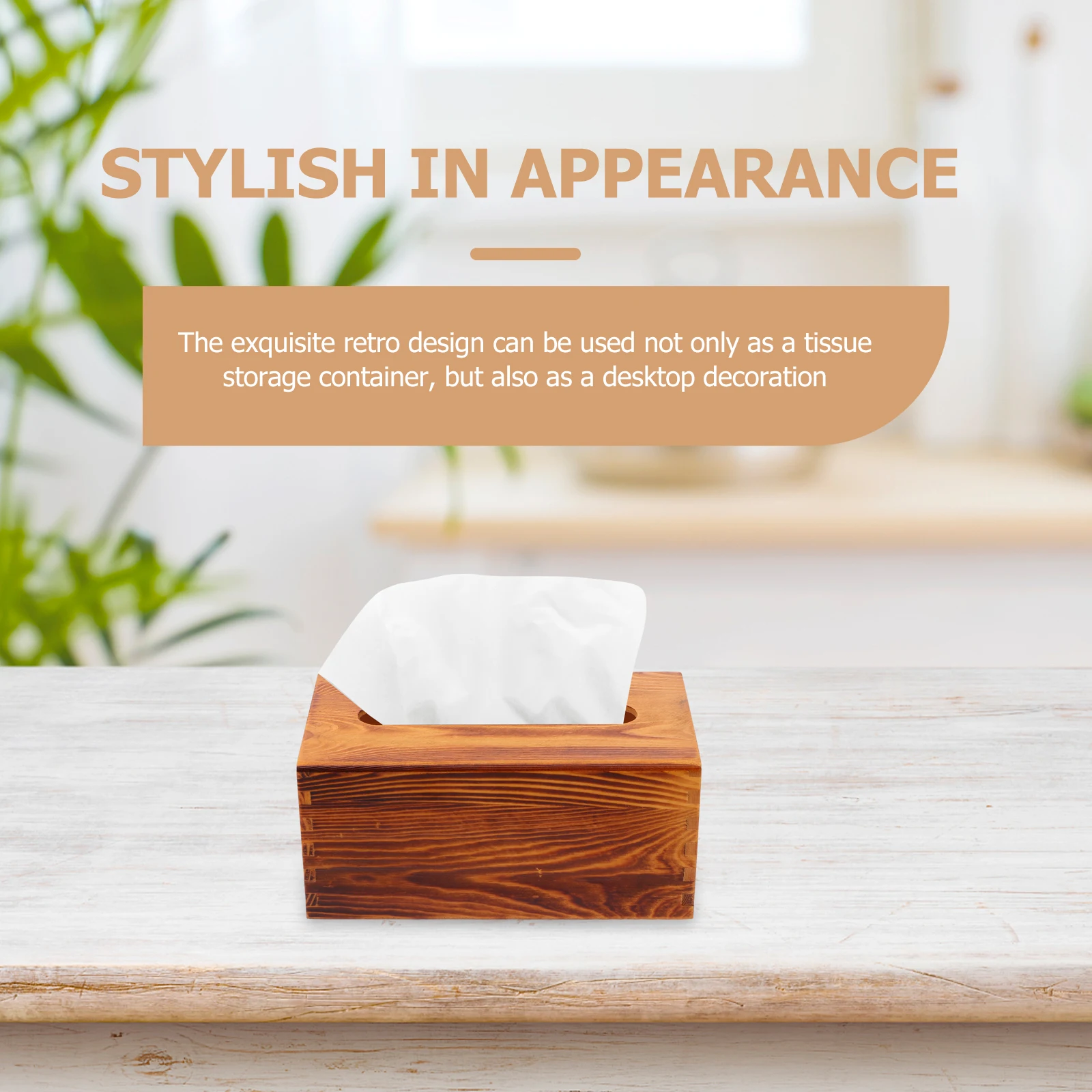 

Wooden Tissue Box Chic Decorative Tissue Storage Container Napkin Organizer Pull-Out Design Smooth Rounded