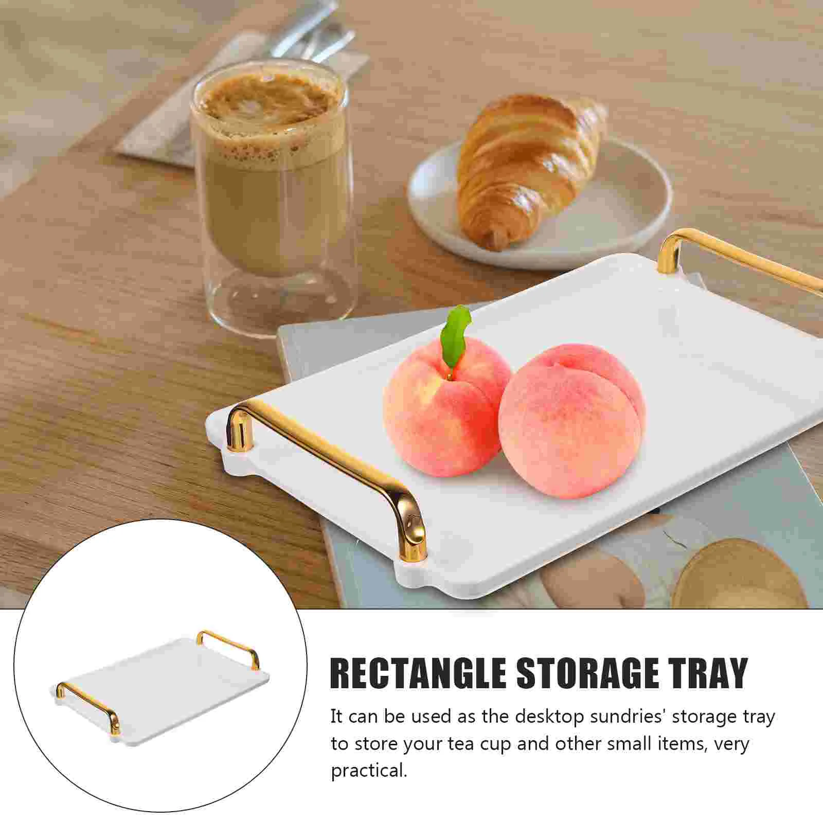 Tray Serving Plate Breakfast Trays Platter Handles Plastic Tea Cup Coffee Dessert Ottoman Rectangular Decorative Storage Service