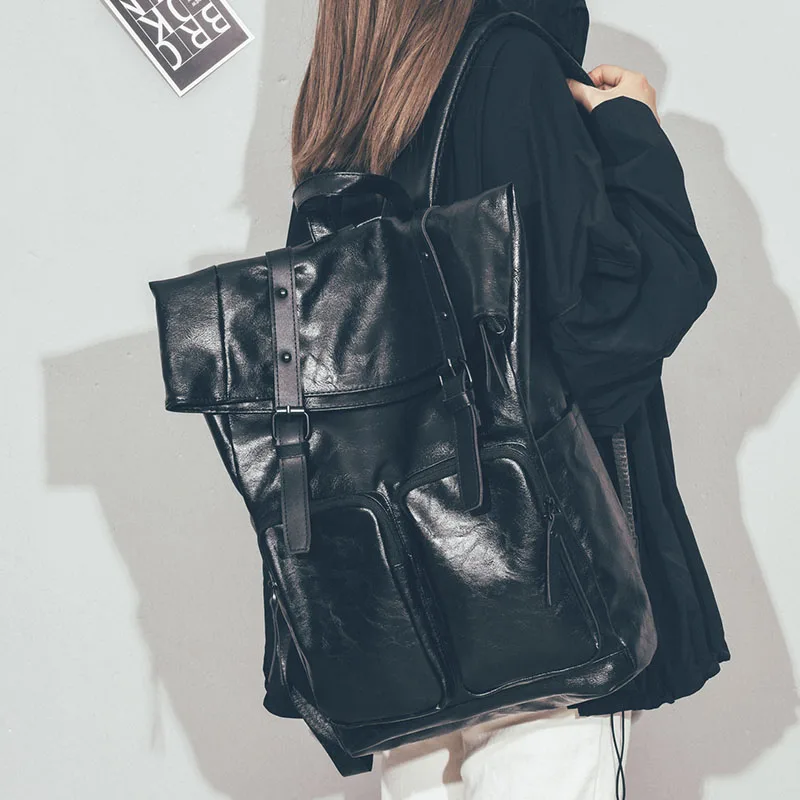 

Retro soft leather backpack for women new minimalist computer backpack large capacity travel commuting backpack for men