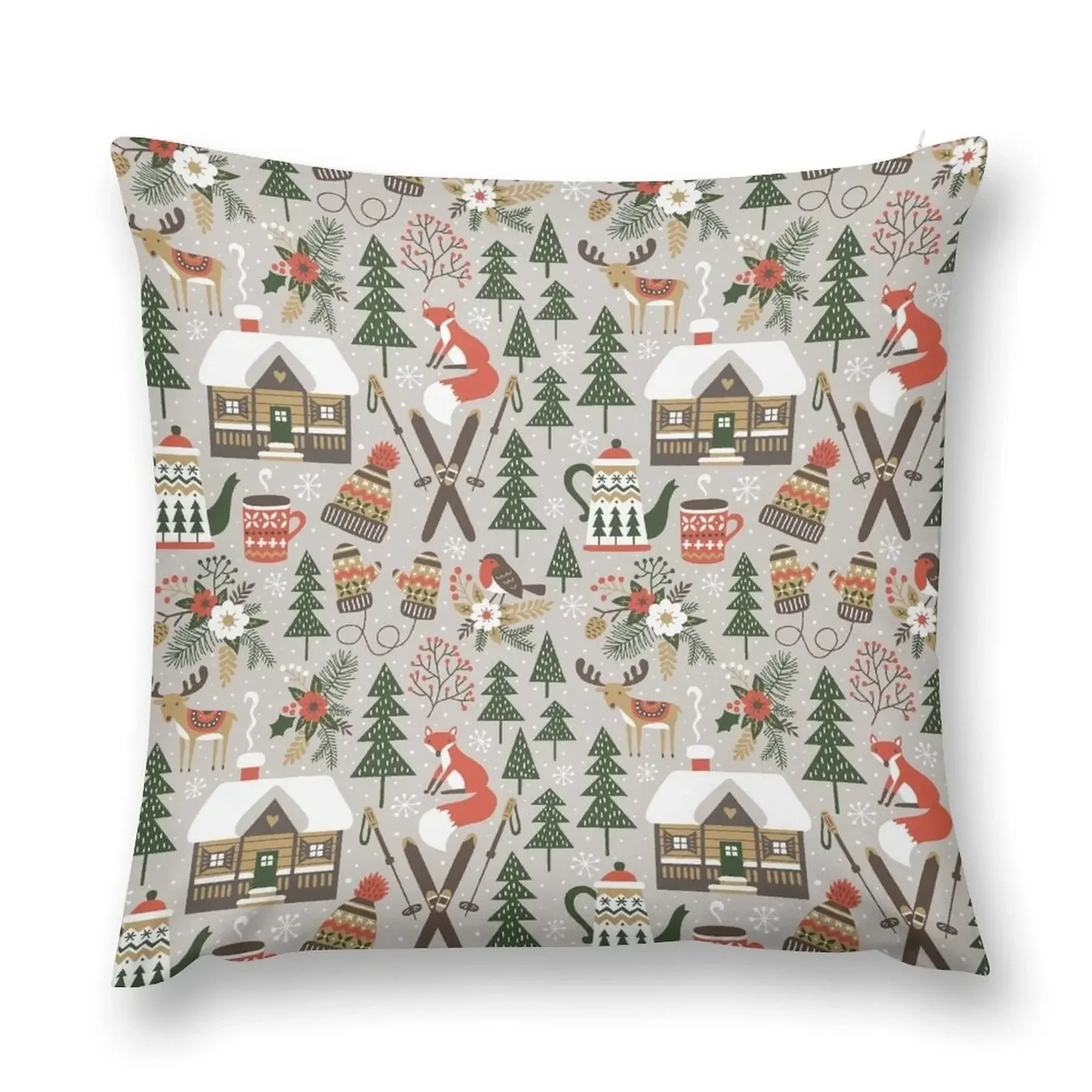 Cozy Chalet on light grey background Throw Pillow Decorative pillowcase Cushion Covers For Living Room pillow