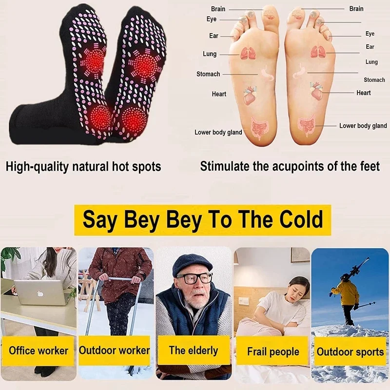 Help Warm Cold Feet Comfort Self-Heating Health Care Socks Magnetic Therapy Comfortable Women Men Tourmaline Self Heating Socks