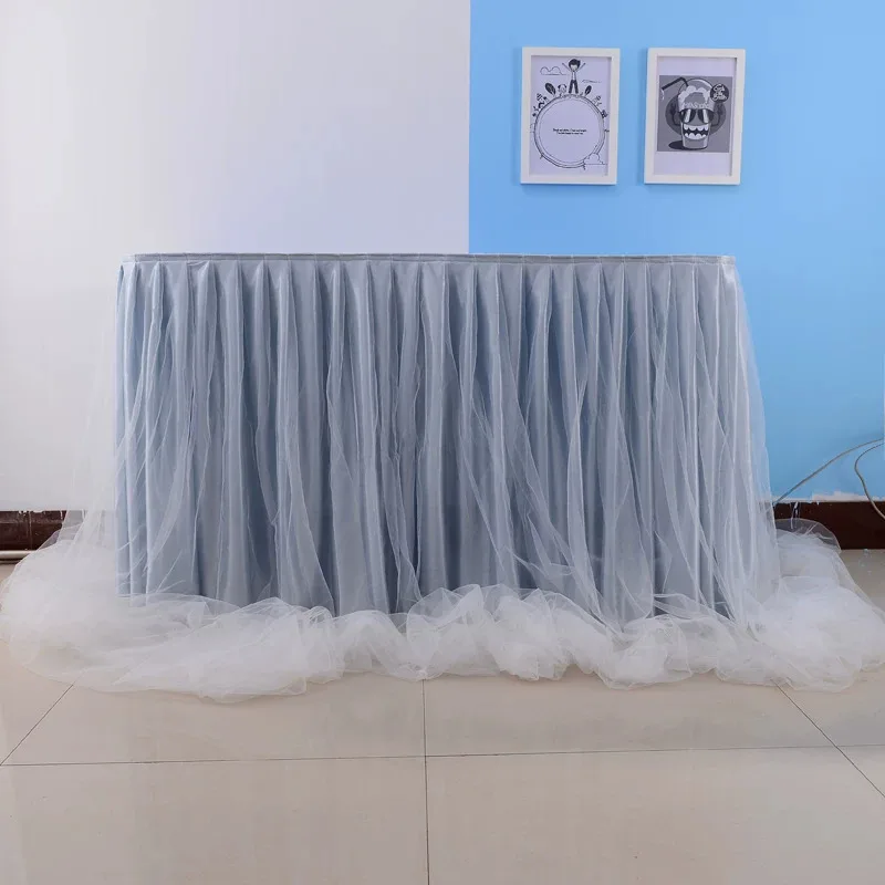 Net Tutu Fabric Wedding Table Skirt for Table Cloth Party Birthday Party Wedding Baby Shower Banquet Decorative Table Skirting
