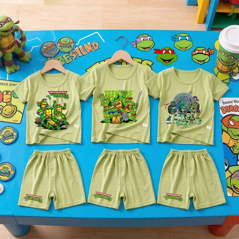 

Cute TMNT Mutants Baby Pajamas Set Boys Toddler for Anime Game Cartoon Movie Sleepwear Kid Thin Short Sleeve Tops Shorts Clothes