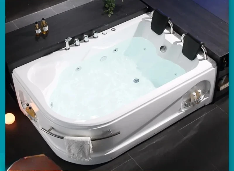 Round Acrylic Bathtub Seamless Integrated Deep Soaking Tub with Hydro Massage Jets Constant Temperature Home Spa Bathroom