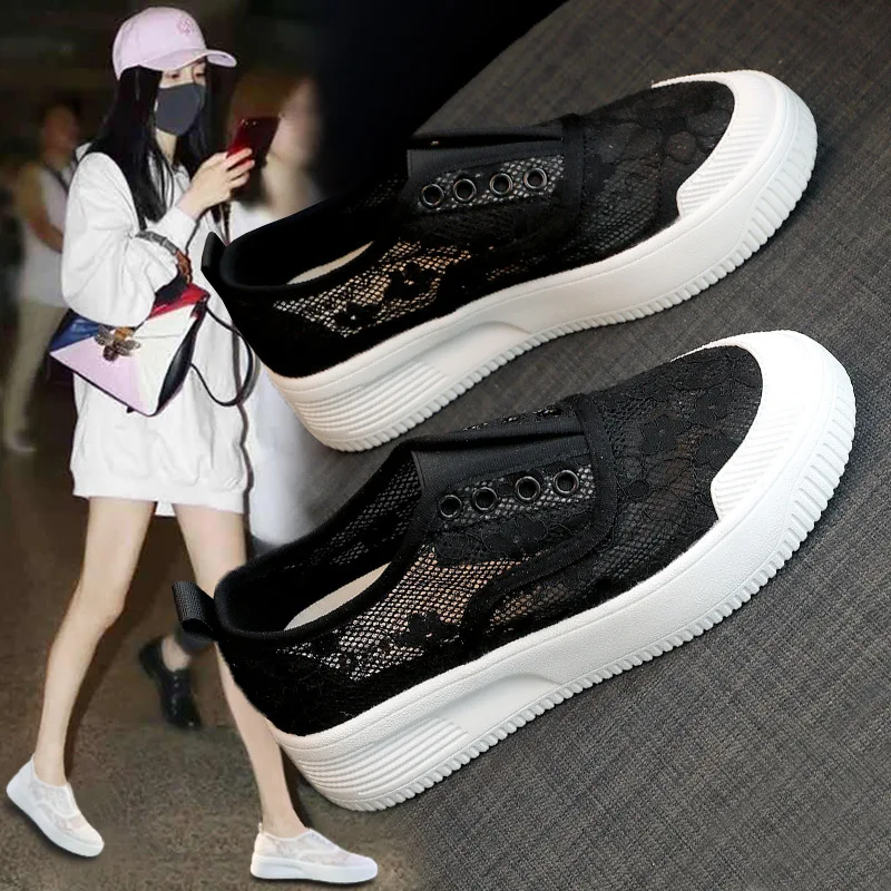 Fisherman Summer New Thick Bottom Lace Screen Casual Lazybones' Shoes One Pedal Loafer Women