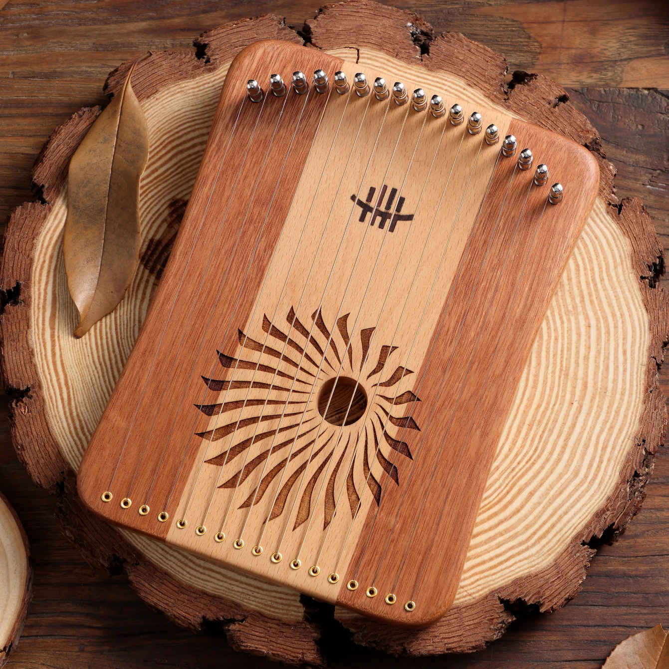 Hluru Lyre 31 Strings Mini Thumb Kalyre 17 Kalimba Strings Finger Harp Wood Creative Finger Lyre Beginner Musical Instrument