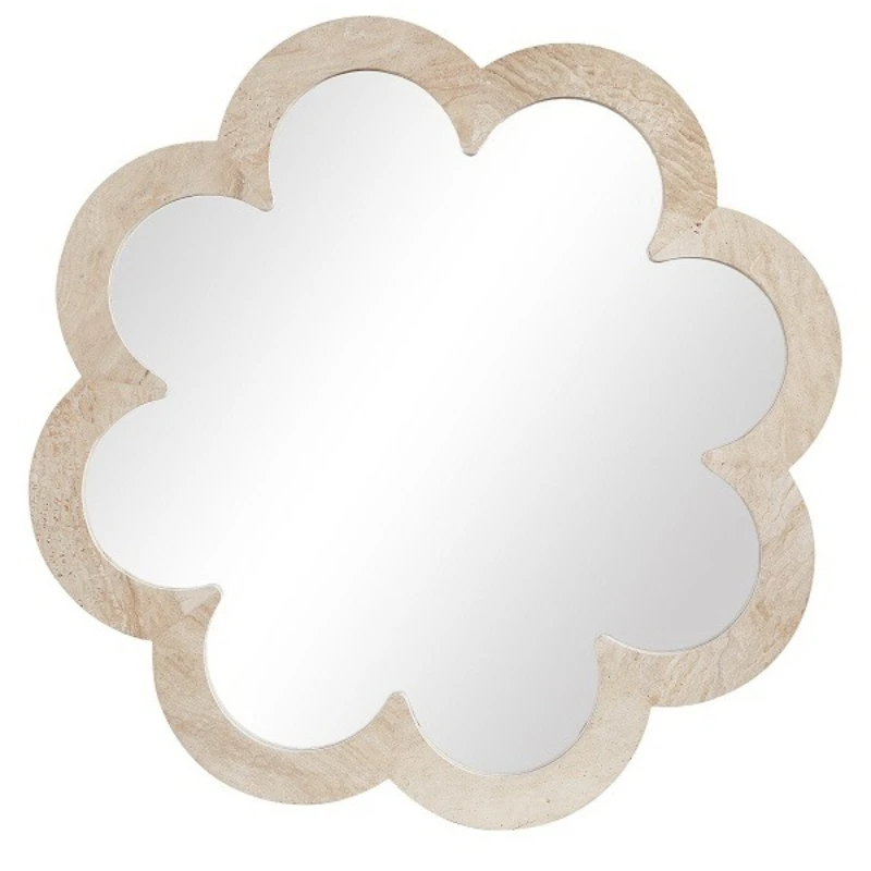 

Natural marble bathroom dressing mirror toilet washstand wall-mounted mirror French porch decorative mirror