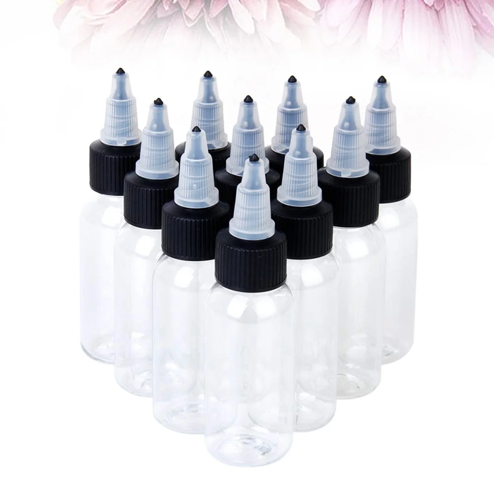 

10Pcs 90Ml Empty Pigment Bottle Clear Plastic Ink Storage Bottle Leak Resistant Strong Cap for Tattoo Ink Cosmetics Liquid