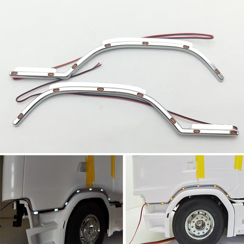 1 Pair Metal LED Under Door Light Side Light Decorate for 1/14 Tamiya RC Truck Trailer Tipper Scania 770S 56368 Car Diy Parts