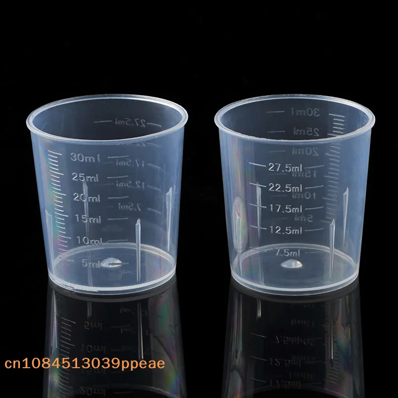 {QTG333} 20 Pcs 30 Ml Plastic Graduated Cups Graduated Cups Transparent Liquid Containers For Kitchen Measuring Tools